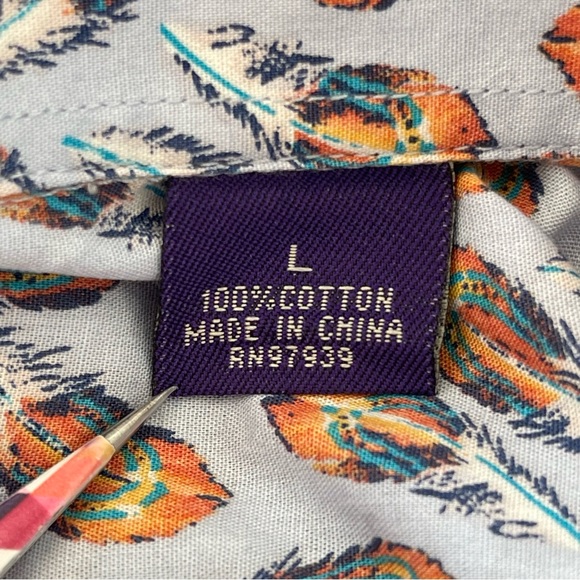 Alan Flusser Custom Tailored Casual Dress Shirt 100% Cotton; Men’s Lg; Neck 16.5 - Picture 9 of 10